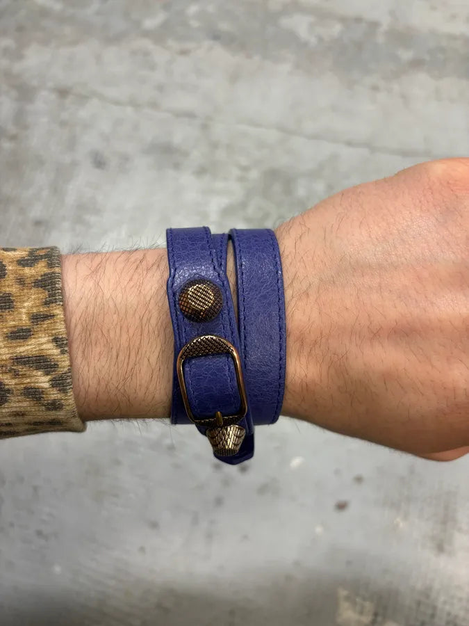 Balenciaga City Navy Studded Leather Bracelet oUnSnCI 2