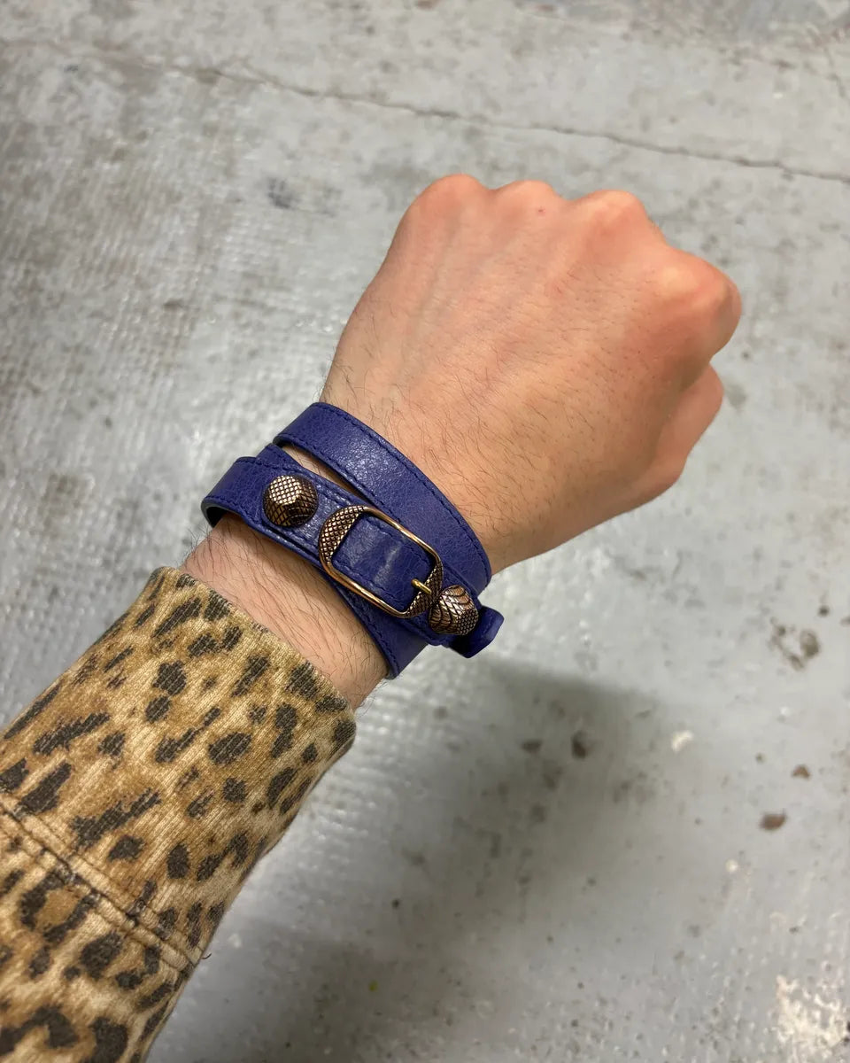 Balenciaga City Navy Studded Leather Bracelet oUnSnCI 0