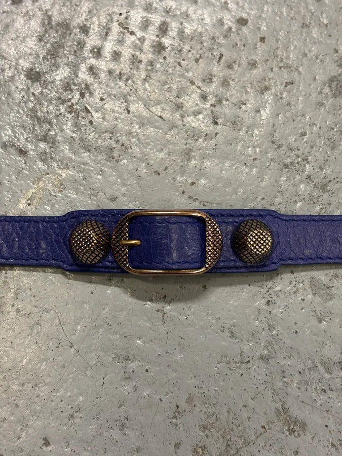 Balenciaga City Navy Studded Leather Bracelet oUnSnCI 4