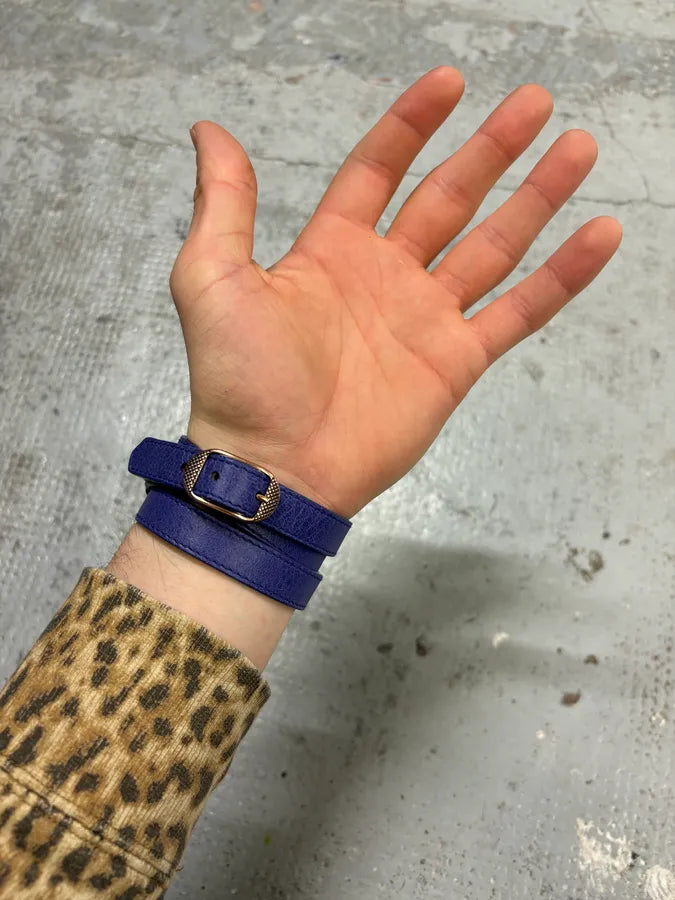 Balenciaga City Navy Studded Leather Bracelet oUnSnCI 1