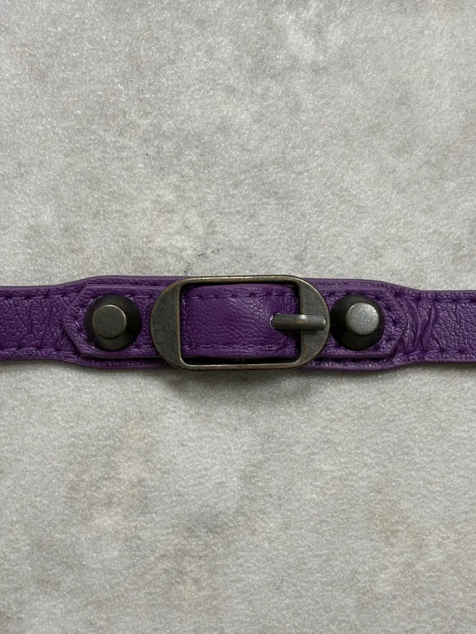 Balenciaga City Purple Studded Leather Bracelet hKxUJMf 5