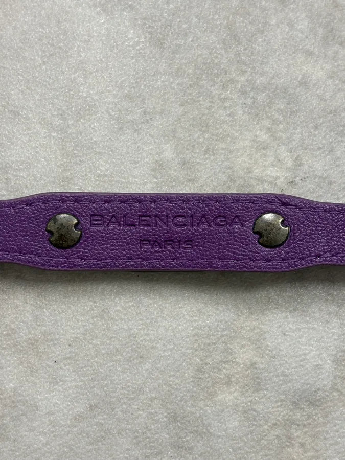 Balenciaga City Purple Studded Leather Bracelet hKxUJMf 7