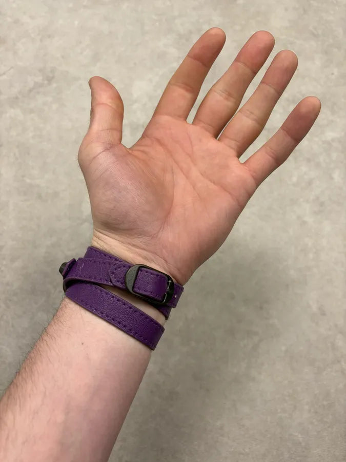 Balenciaga City Purple Studded Leather Bracelet hKxUJMf 1