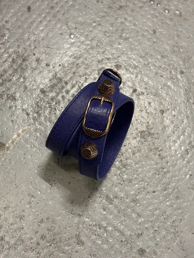 Balenciaga City Navy Studded Leather Bracelet oUnSnCI 3
