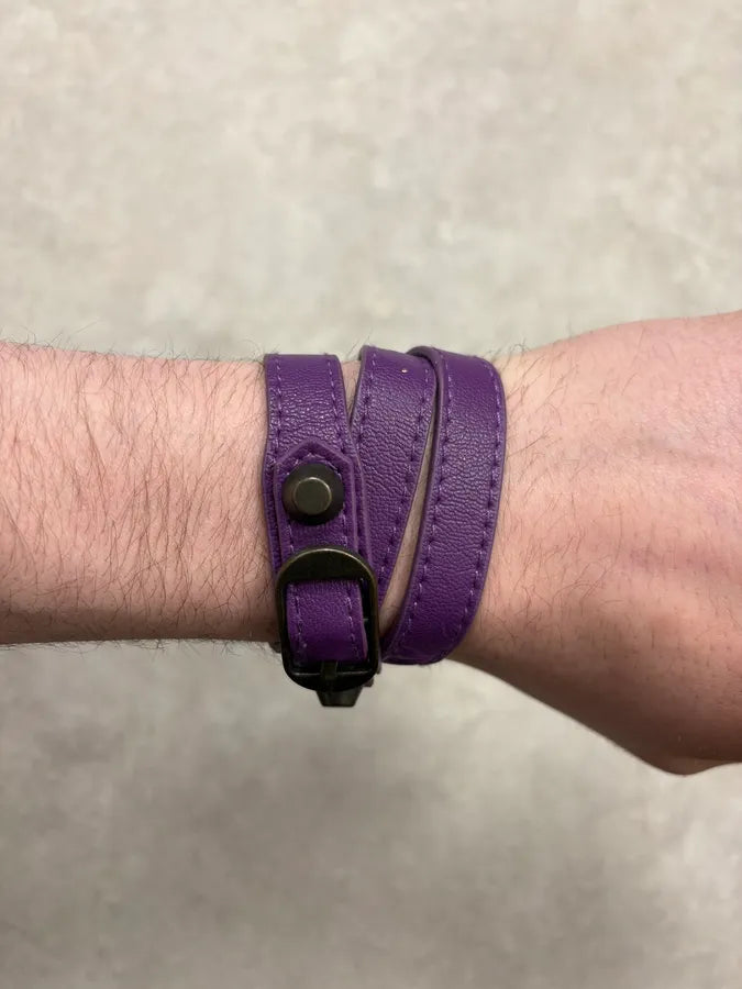 Balenciaga City Purple Studded Leather Bracelet hKxUJMf 3