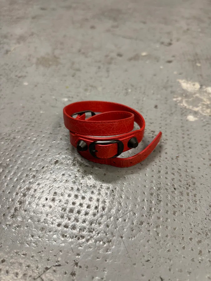 Balenciaga City Orange Studded Leather Bracelet AglzmhX 1