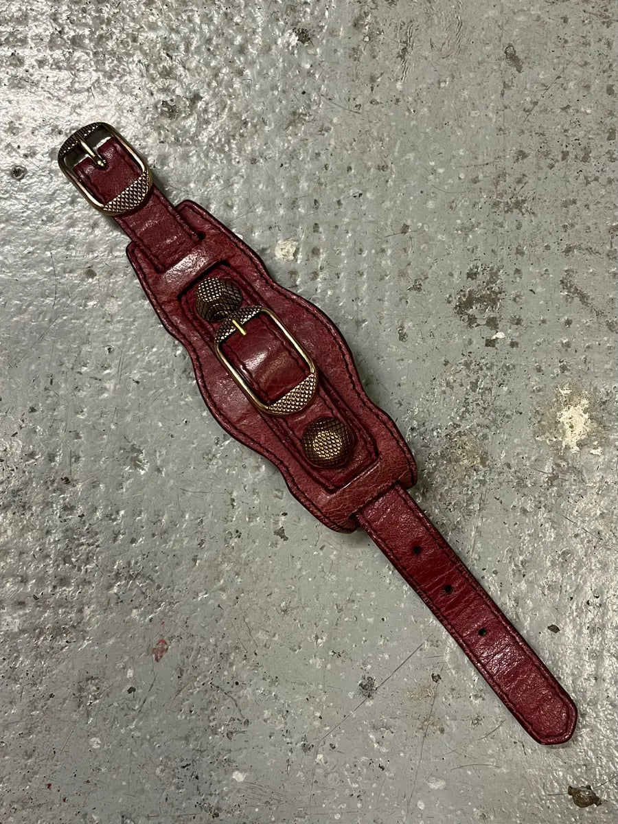 Balenciaga City Red Studded Leather Bracelet eQYljte 0