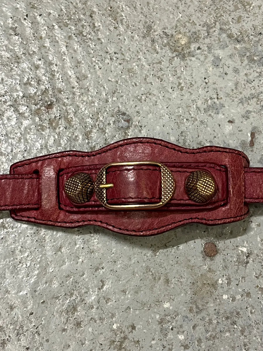 Balenciaga City Red Studded Leather Bracelet eQYljte 4