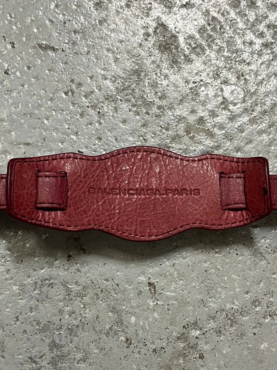 Balenciaga City Red Studded Leather Bracelet eQYljte 5