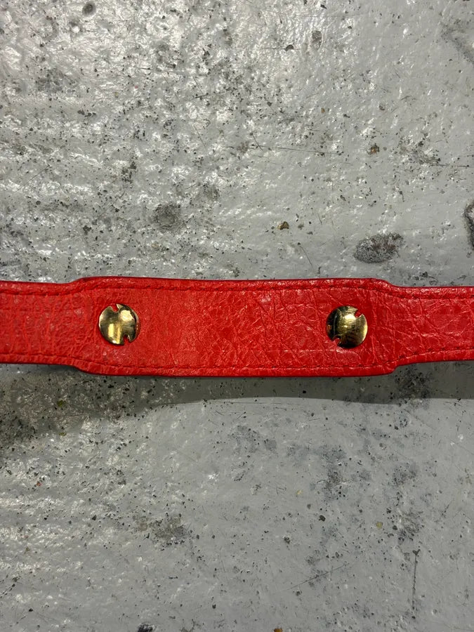 Balenciaga City Red Studded Leather Bracelet XvgwCVX 5