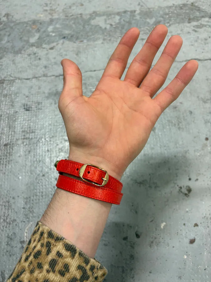 Balenciaga City Red Studded Leather Bracelet XvgwCVX 1