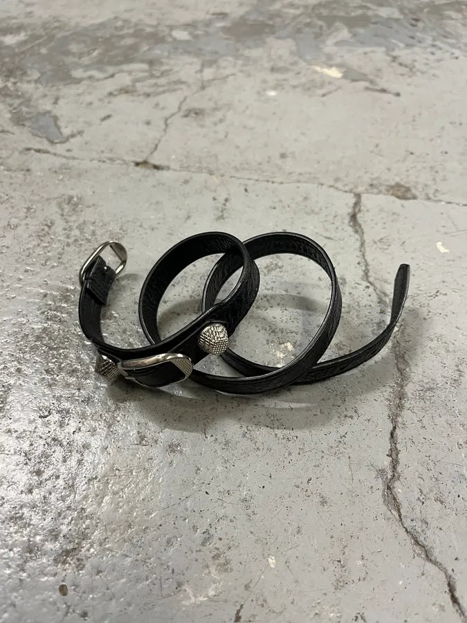 Balenciaga City Studded Black Leather Armband Bracelet YhsyeTn 3