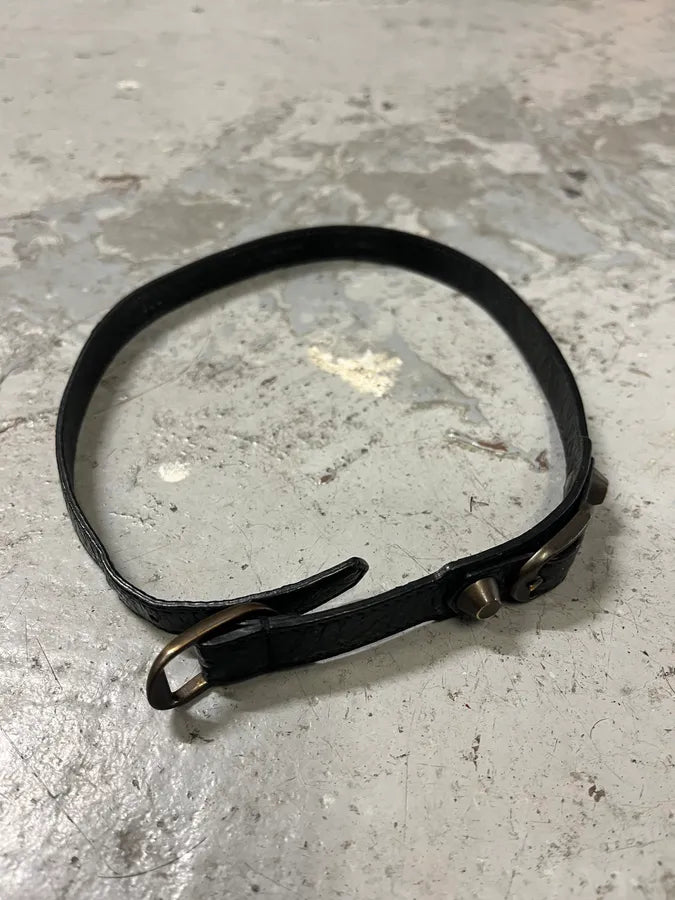 Balenciaga City Studded Black Leather Bracelet fQvBQlJ 6