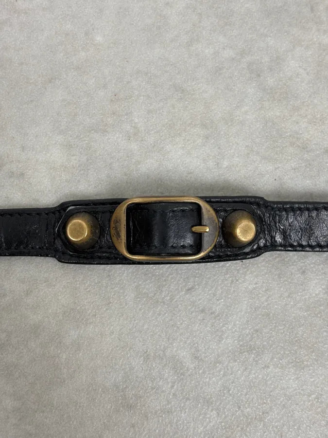 Balenciaga City Studded Black Leather Bracelet YhsyeTn 4