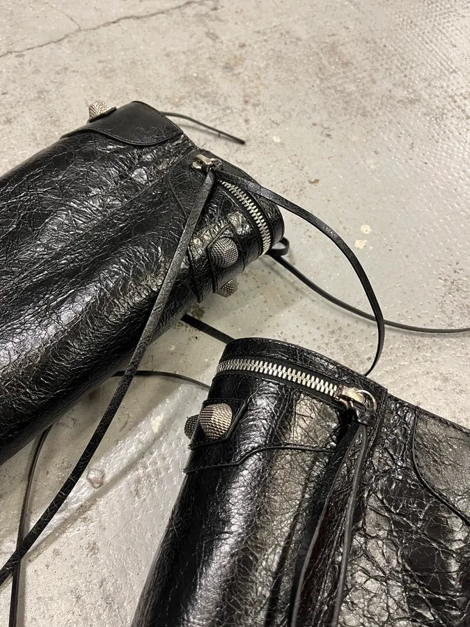 Balenciaga City Studded Cagole 90 Black Heels Boots rNmeIwP 4