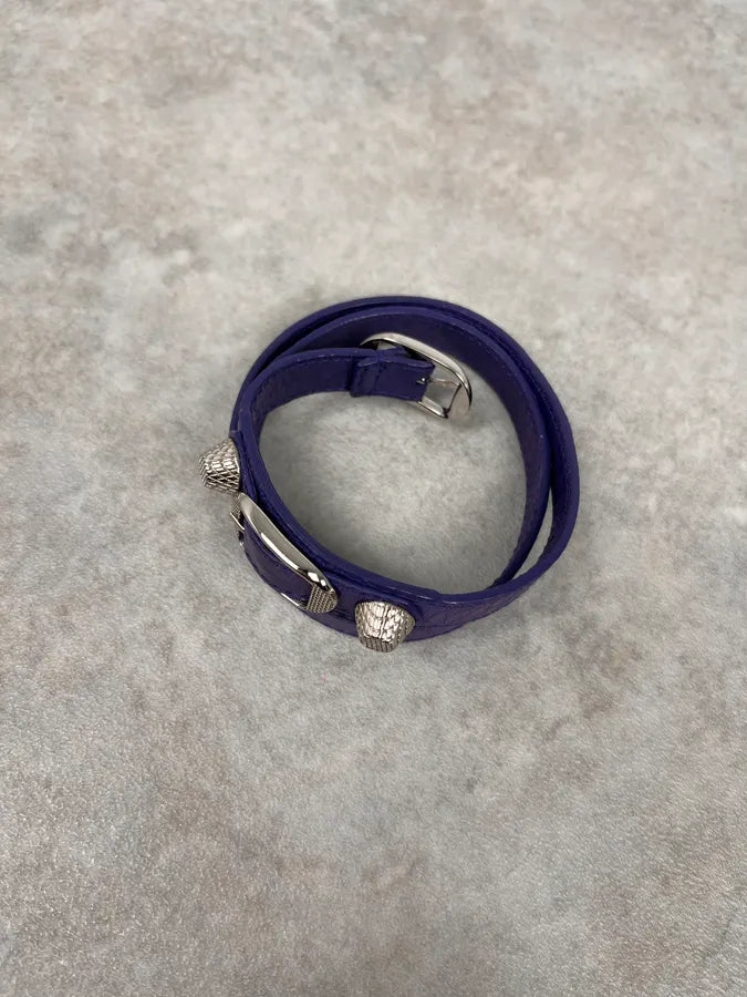 Balenciaga City Studded Purple Leather Bracelet IOQSrvQ 1
