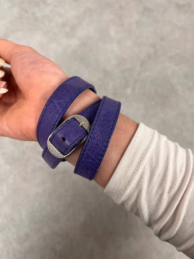 Balenciaga City Studded Purple Leather Bracelet IOQSrvQ 3