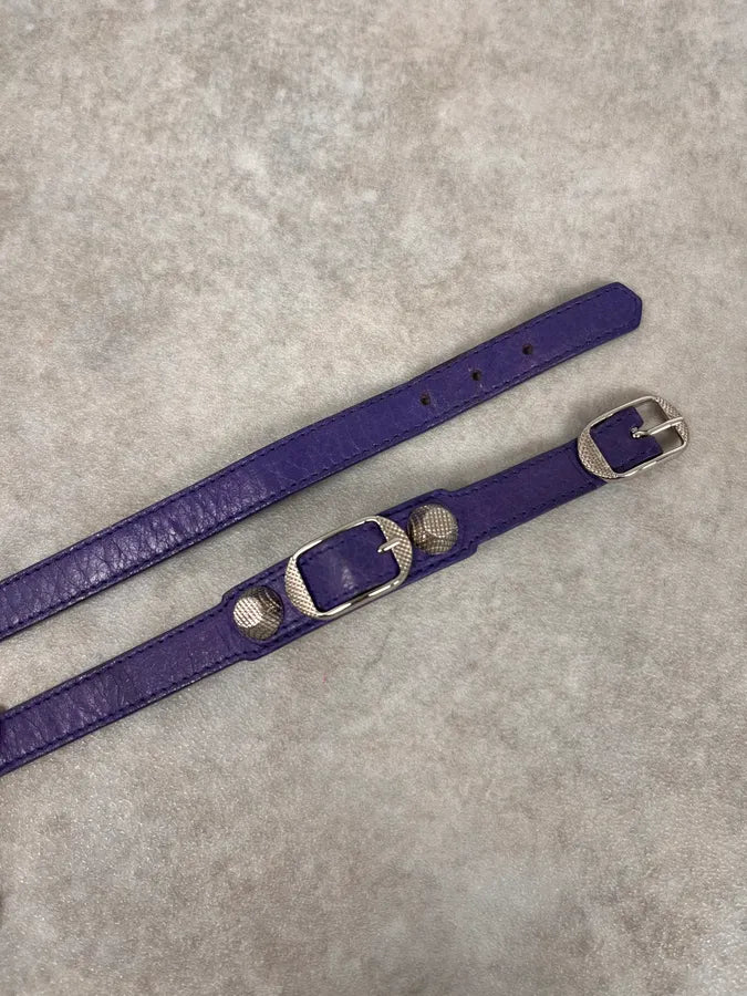 Balenciaga City Studded Purple Leather Bracelet IOQSrvQ 4