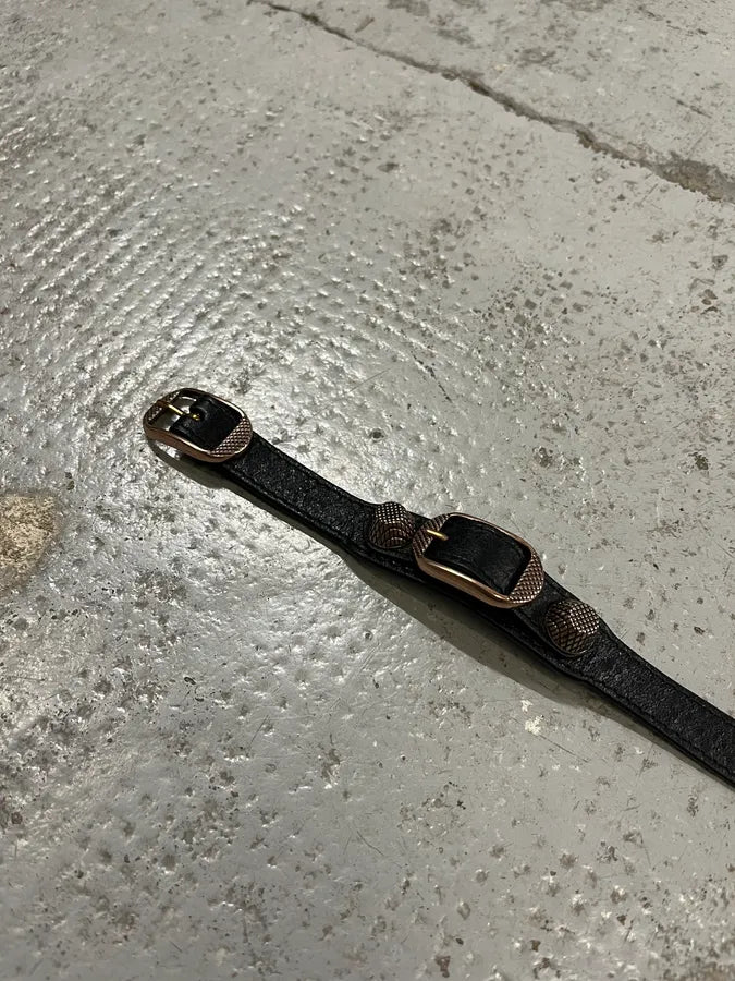 Balenciaga City Studded Wrap Black Leather Bracelet dtnfvhm 4