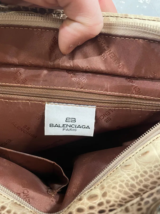 Balenciaga Crocodile Effect Embossed Creamy Leather Bag (OS) 6