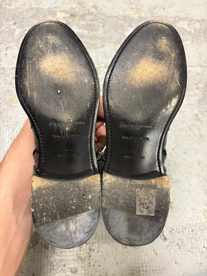 Balenciaga Dark Green Leather Ankle Boots LmpRnkY 7