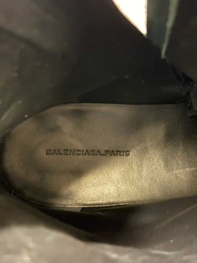 Balenciaga Dark Green Leather Ankle Boots LmpRnkY 9