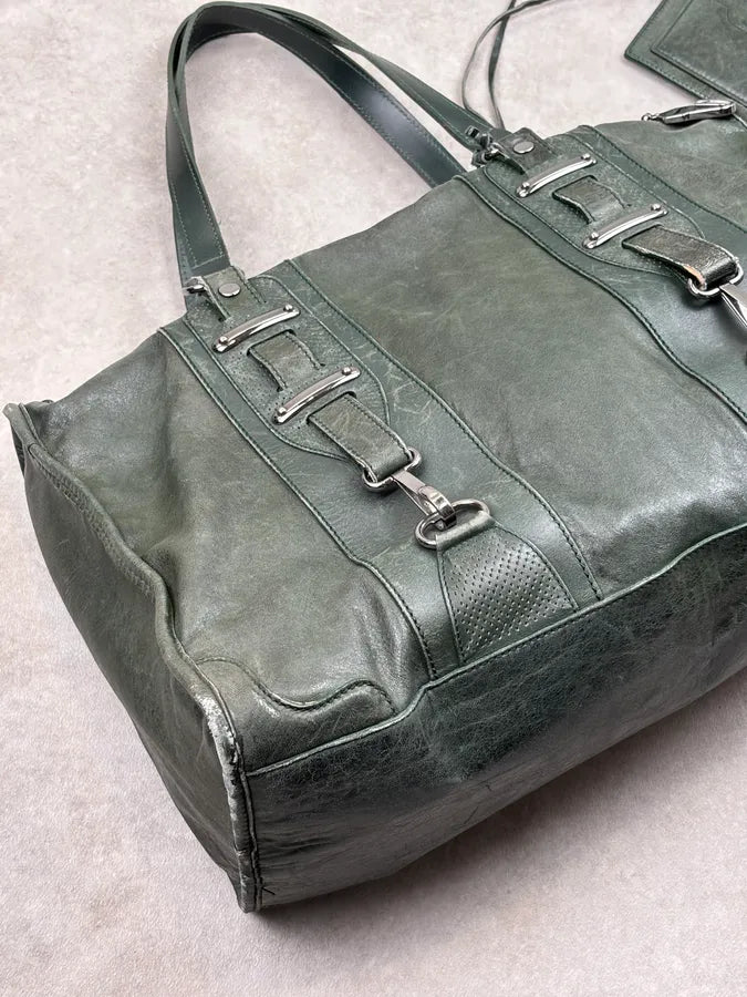Balenciaga Dark Green Leather Neo Cagole City Handle Bag bHBkEZu 5