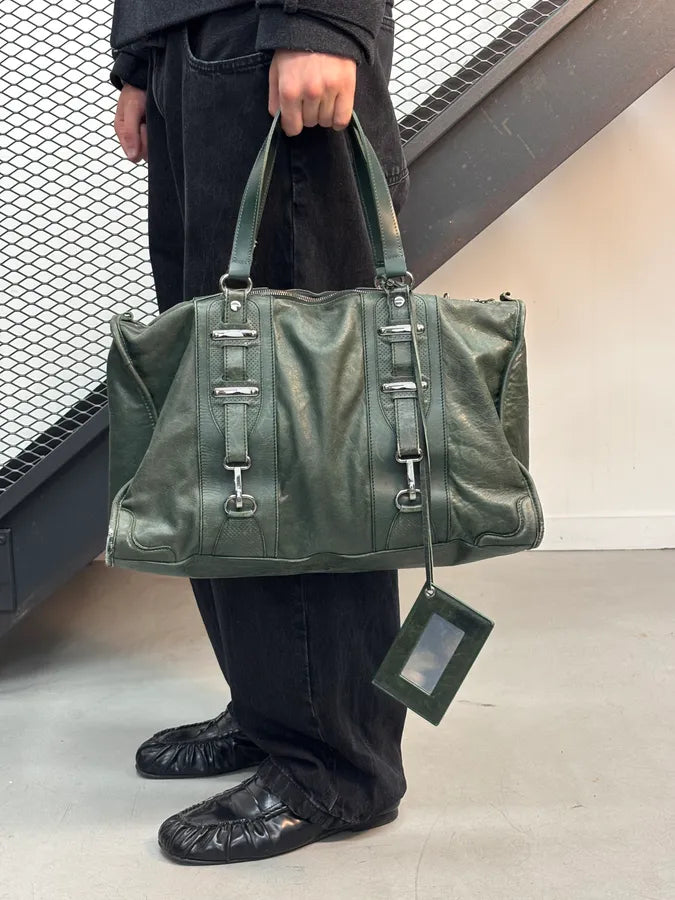 Balenciaga Dark Green Leather Neo Cagole City Handle Bag bHBkEZu 1