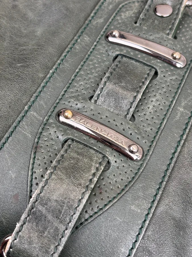 Balenciaga Dark Green Leather Neo Cagole City Handle Bag bHBkEZu 12