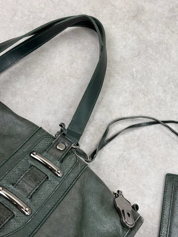 Balenciaga Dark Green Leather Neo Cagole City Handle Bag bHBkEZu 4
