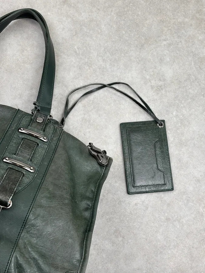 Balenciaga Dark Green Leather Neo Cagole City Handle Bag bHBkEZu 6