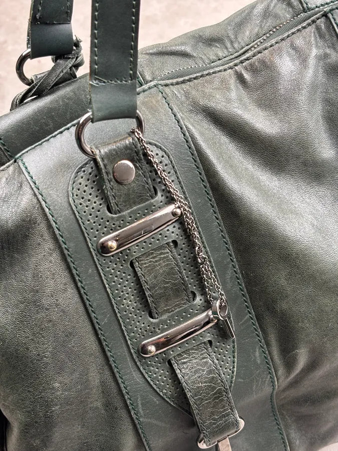 Balenciaga Dark Green Leather Neo Cagole City Handle Bag bHBkEZu 11