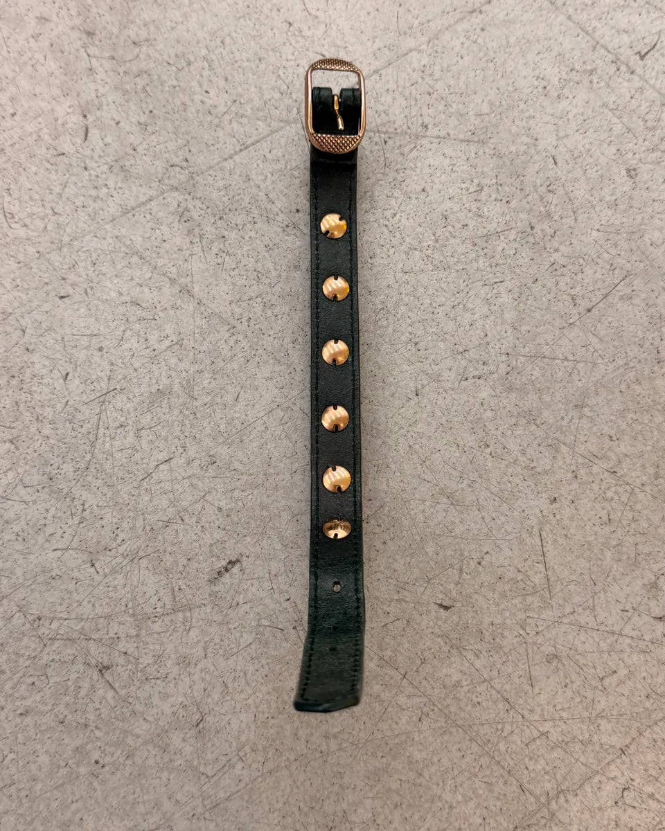 Balenciaga Dark Green Leather Studded Bracelet HsODGuY 5