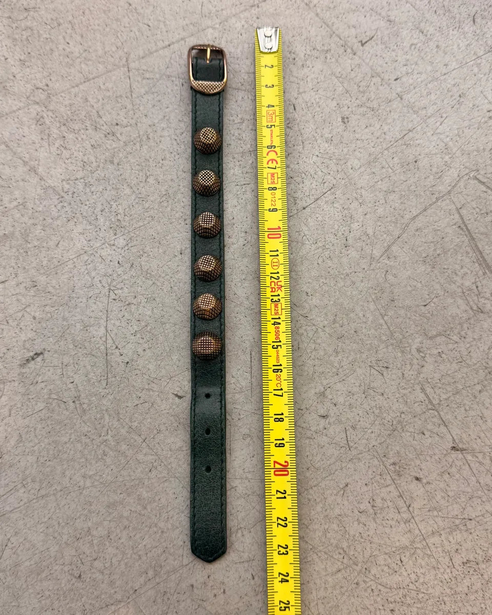 Balenciaga Dark Green Leather Studded Bracelet HsODGuY 8