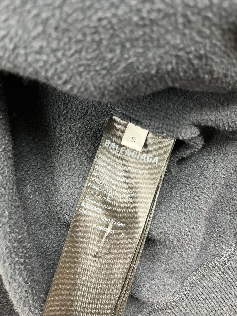 Balenciaga Faded Black Fashion Designer Distressed Zip-up Hoodie QMRCaPK 10