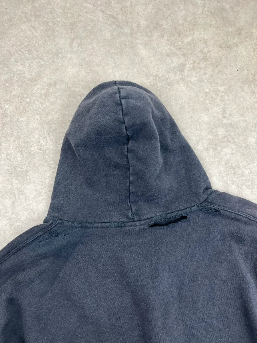 Balenciaga Faded Black Fashion Designer Distressed Zip-up Hoodie QMRCaPK 6
