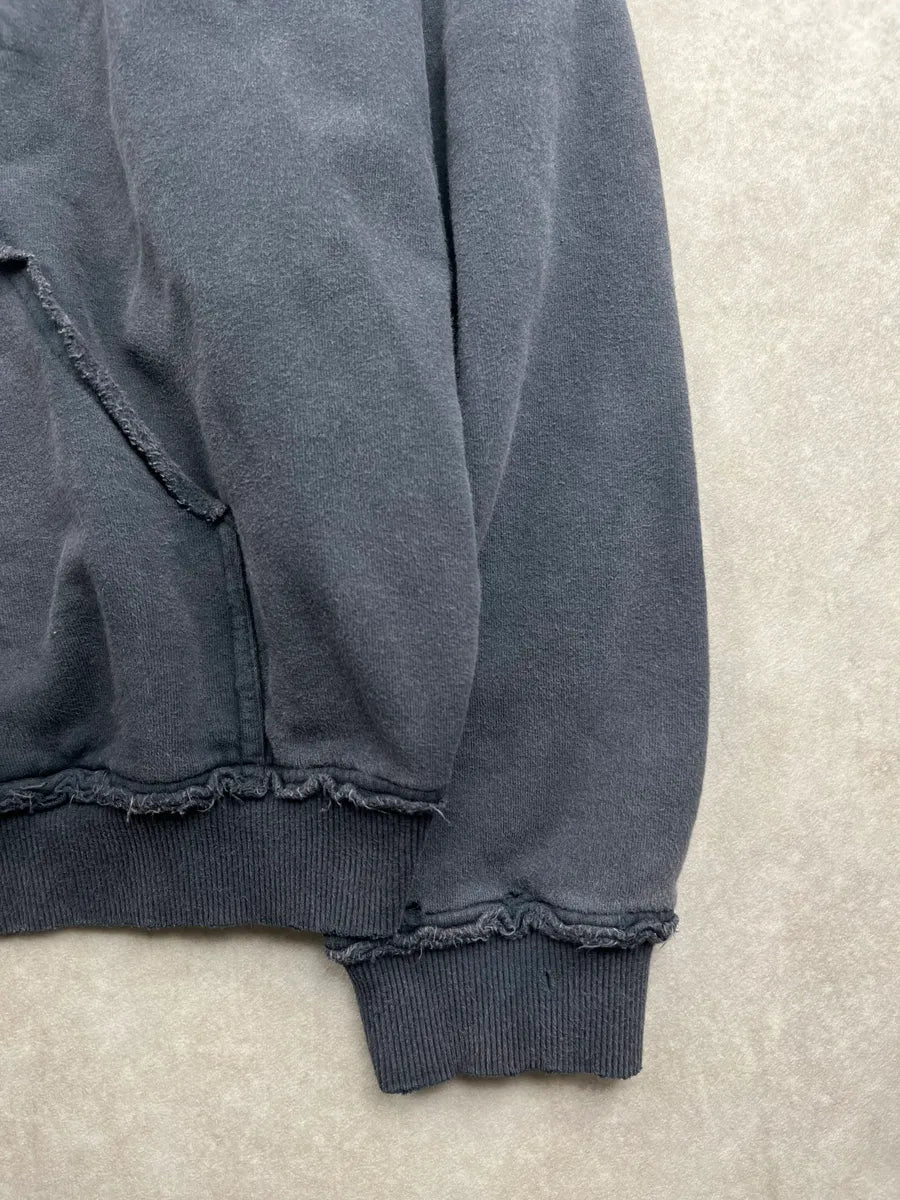 Balenciaga Faded Black Fashion Designer Distressed Zip-up Hoodie QMRCaPK 7