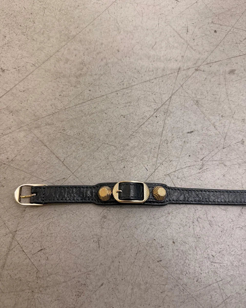 Balenciaga Faded Black Leather Double Tour Bracelet TTgxhBA 2
