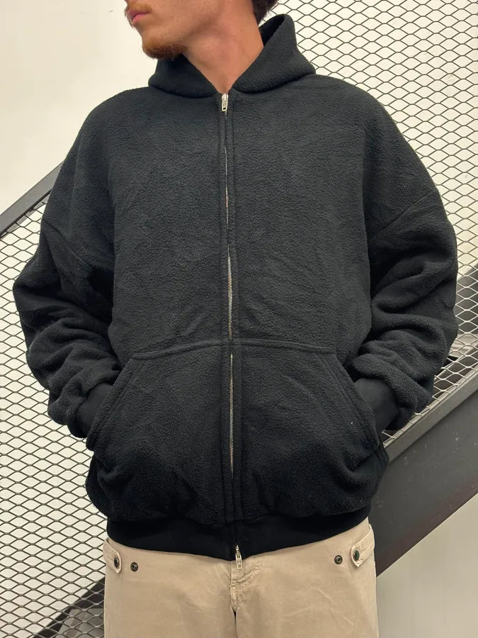 Balenciaga Fleece Black Pigalle Zip-up Hooded Jacket BnUJGJa 1