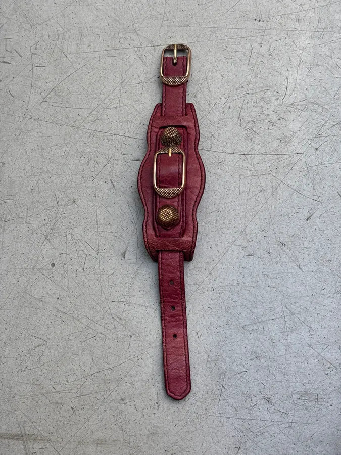 Balenciaga “Giant” Burgundy Leather Cuff Bracelet  twcmLjO 3