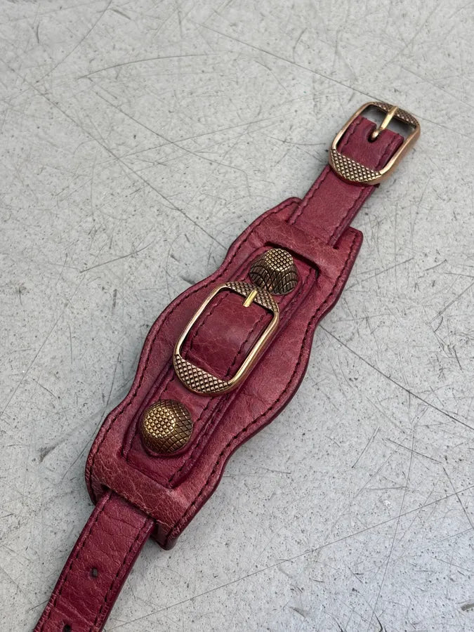 Balenciaga “Giant” Burgundy Leather Cuff Bracelet  twcmLjO 4