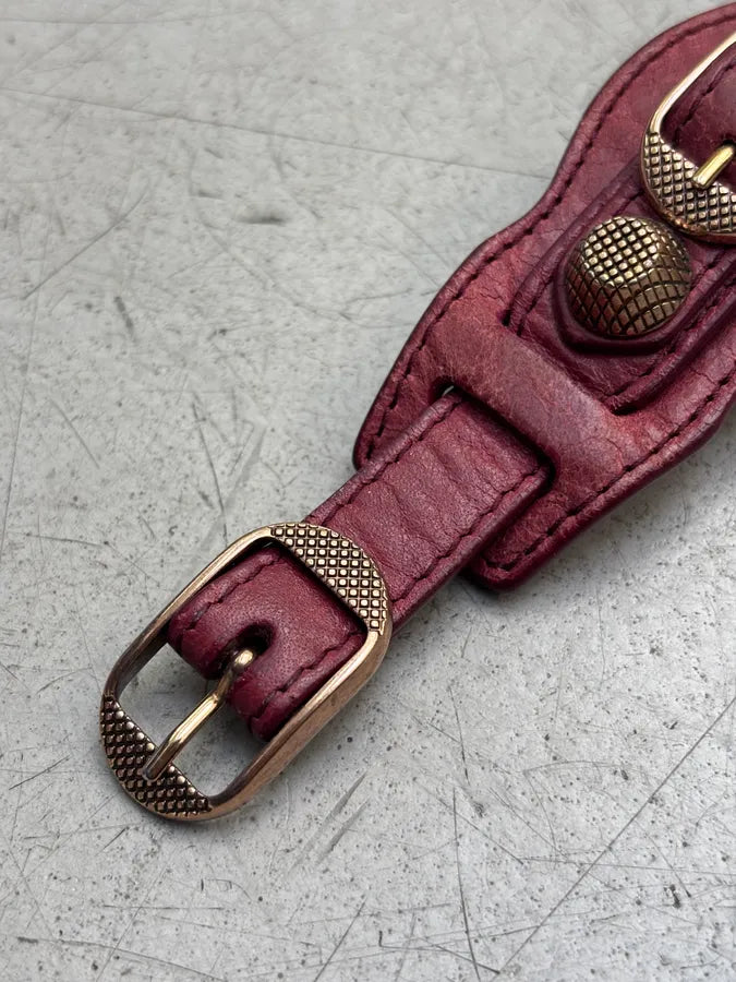 Balenciaga “Giant” Burgundy Leather Cuff Bracelet  twcmLjO 5