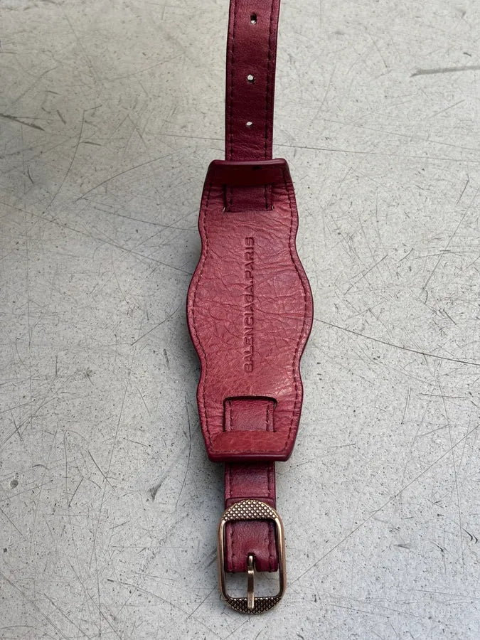 Balenciaga “Giant” Burgundy Leather Cuff Bracelet  twcmLjO 6