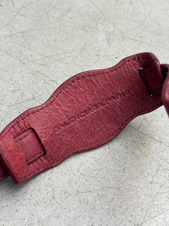 Balenciaga “Giant” Burgundy Leather Cuff Bracelet  twcmLjO 7