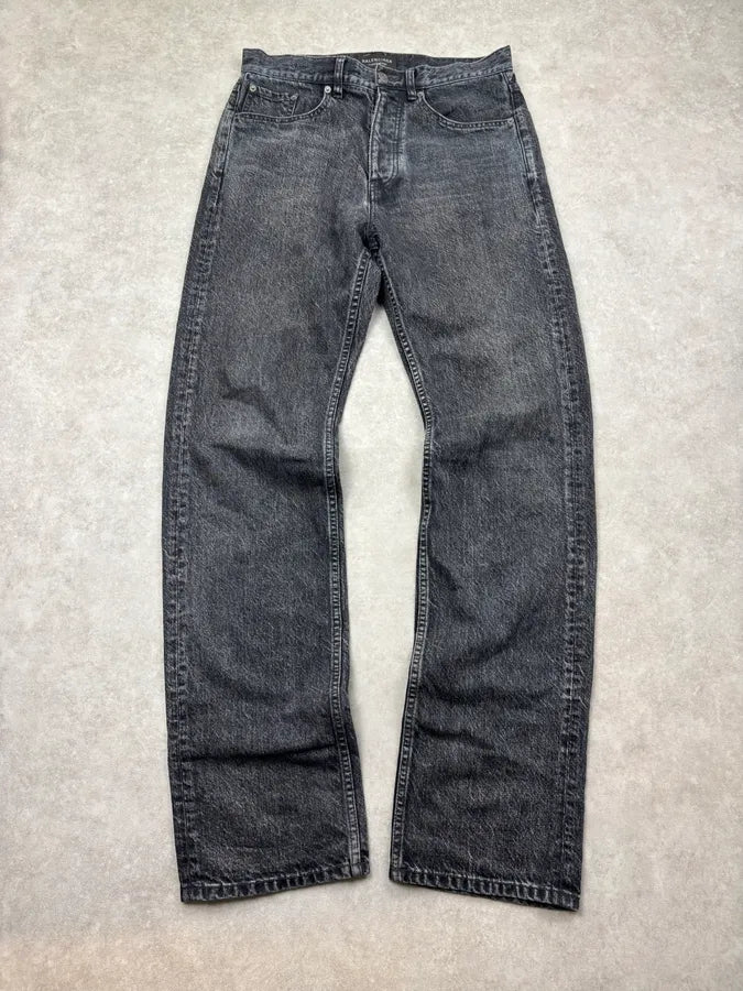 Balenciaga Grey Denim Straight Leg Jeans WnEUluy 0