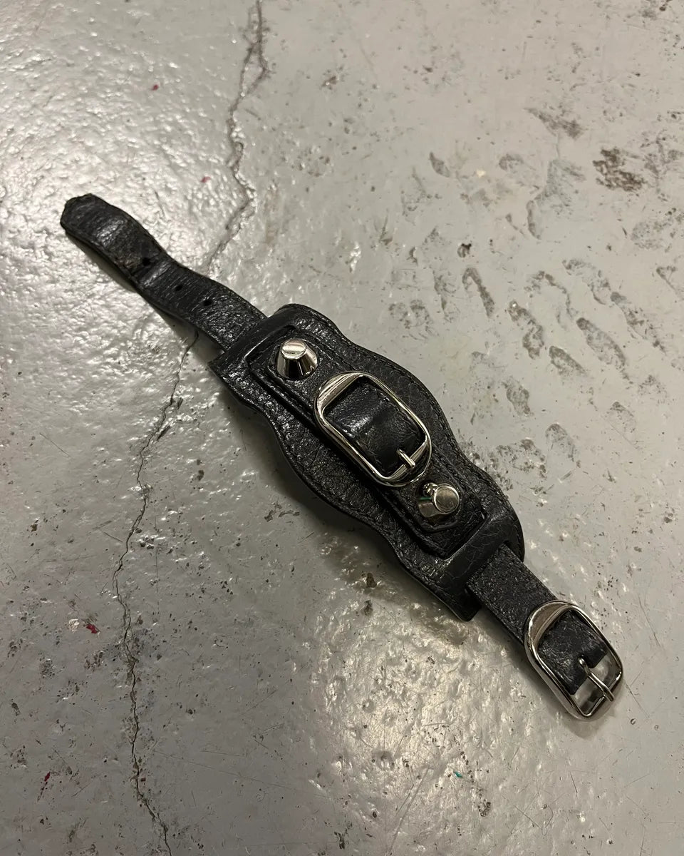 Balenciaga Grey Leather Studded Bracelet HLtFAgr 0