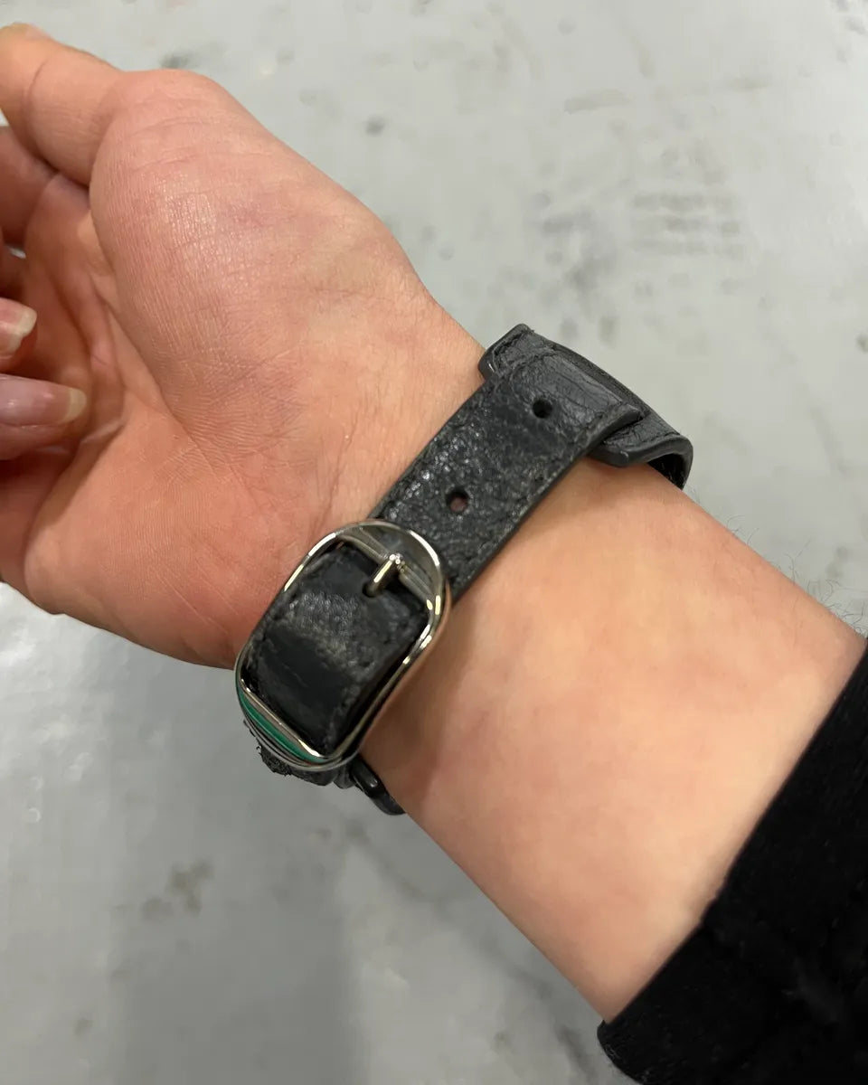 Balenciaga Grey Leather Studded Bracelet HLtFAgr 3