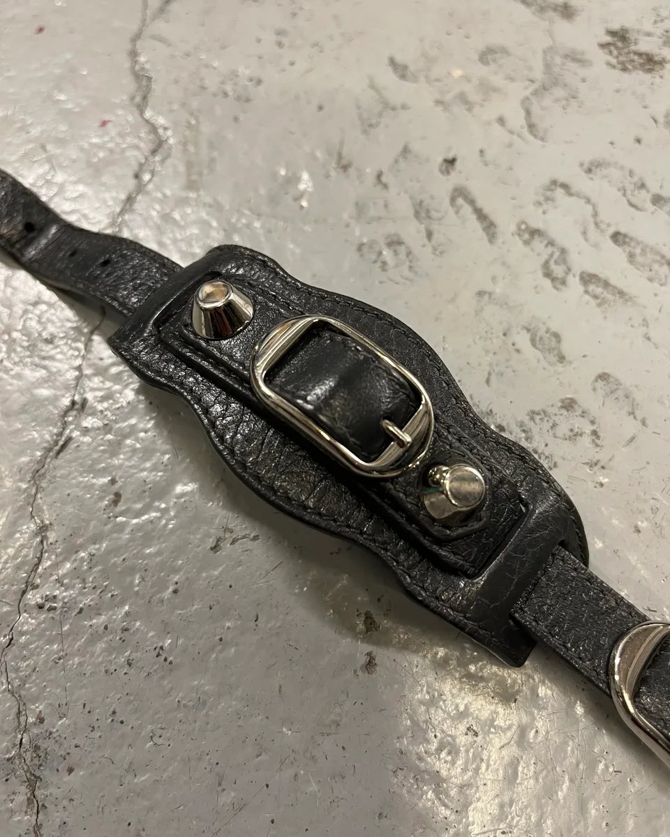 Balenciaga Grey Leather Studded Bracelet HLtFAgr 4