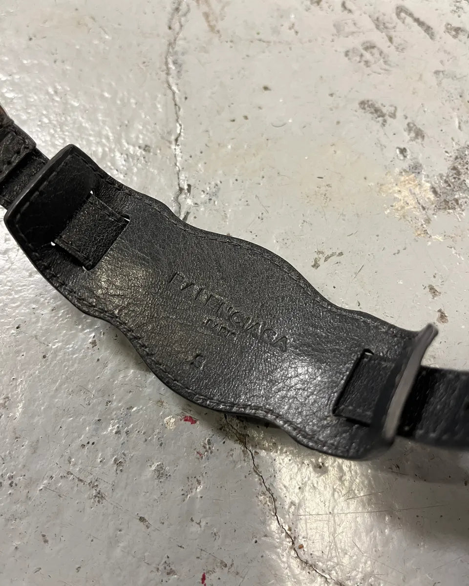 Balenciaga Grey Leather Studded Bracelet HLtFAgr 5