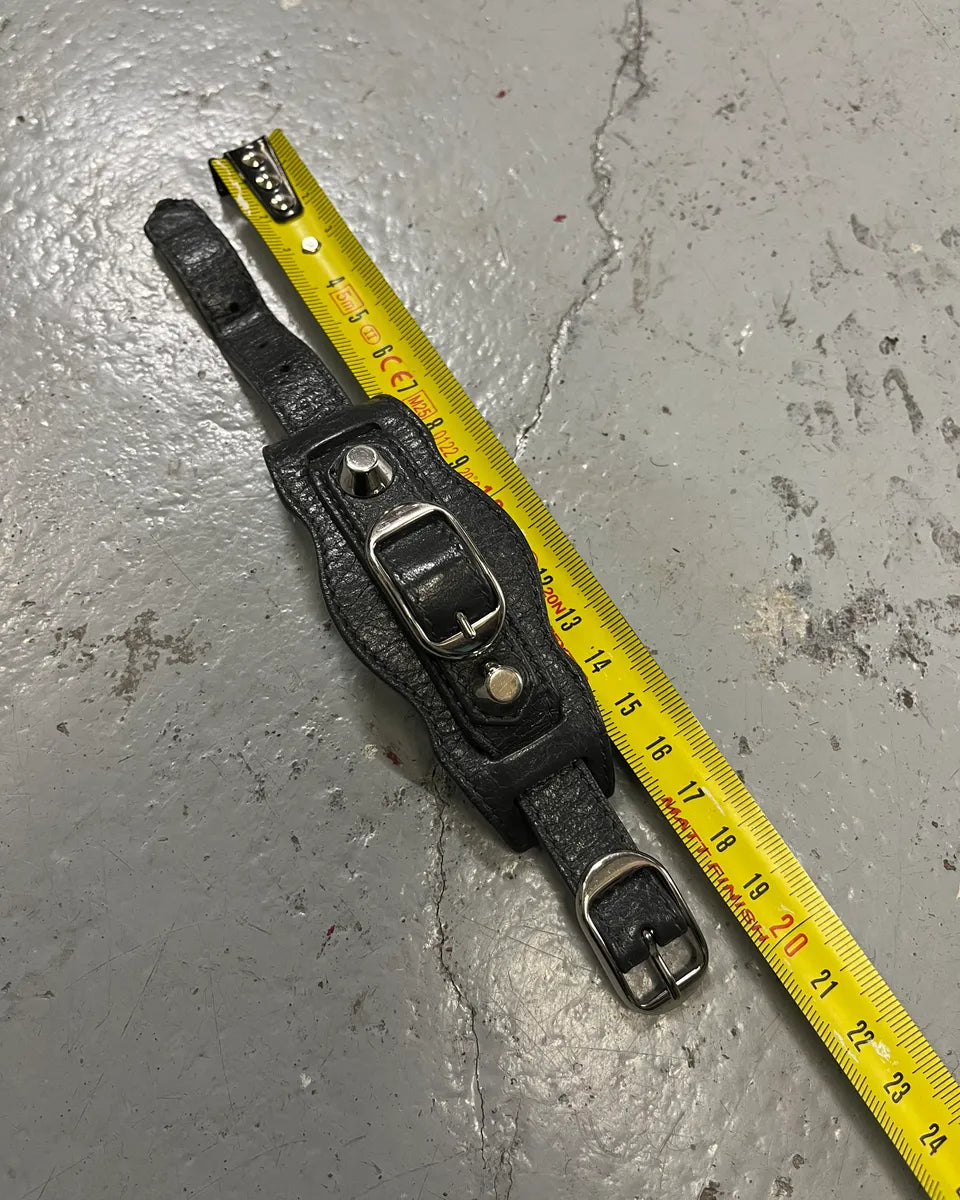 Balenciaga Grey Leather Studded Bracelet HLtFAgr 6